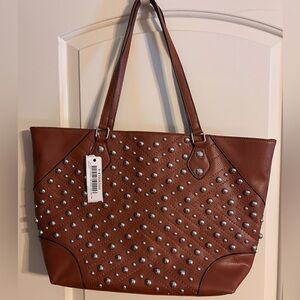 Marc New York Andrew Marc Leather Studded Tote Bag NWT